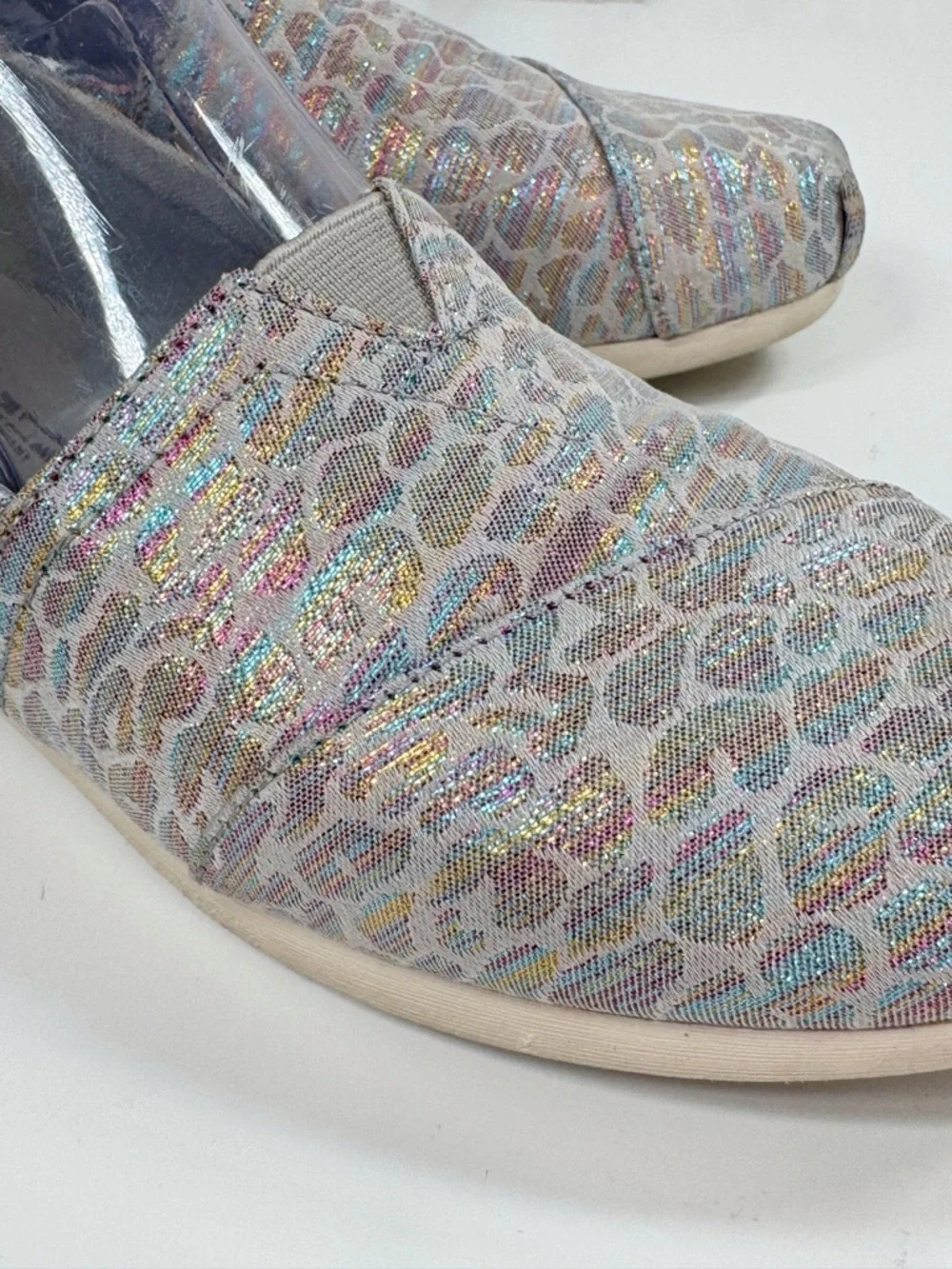 Toms Alpargata‎ Slip On Flats Metallic Rainbow Animal Cheetah Grey Size 7.5